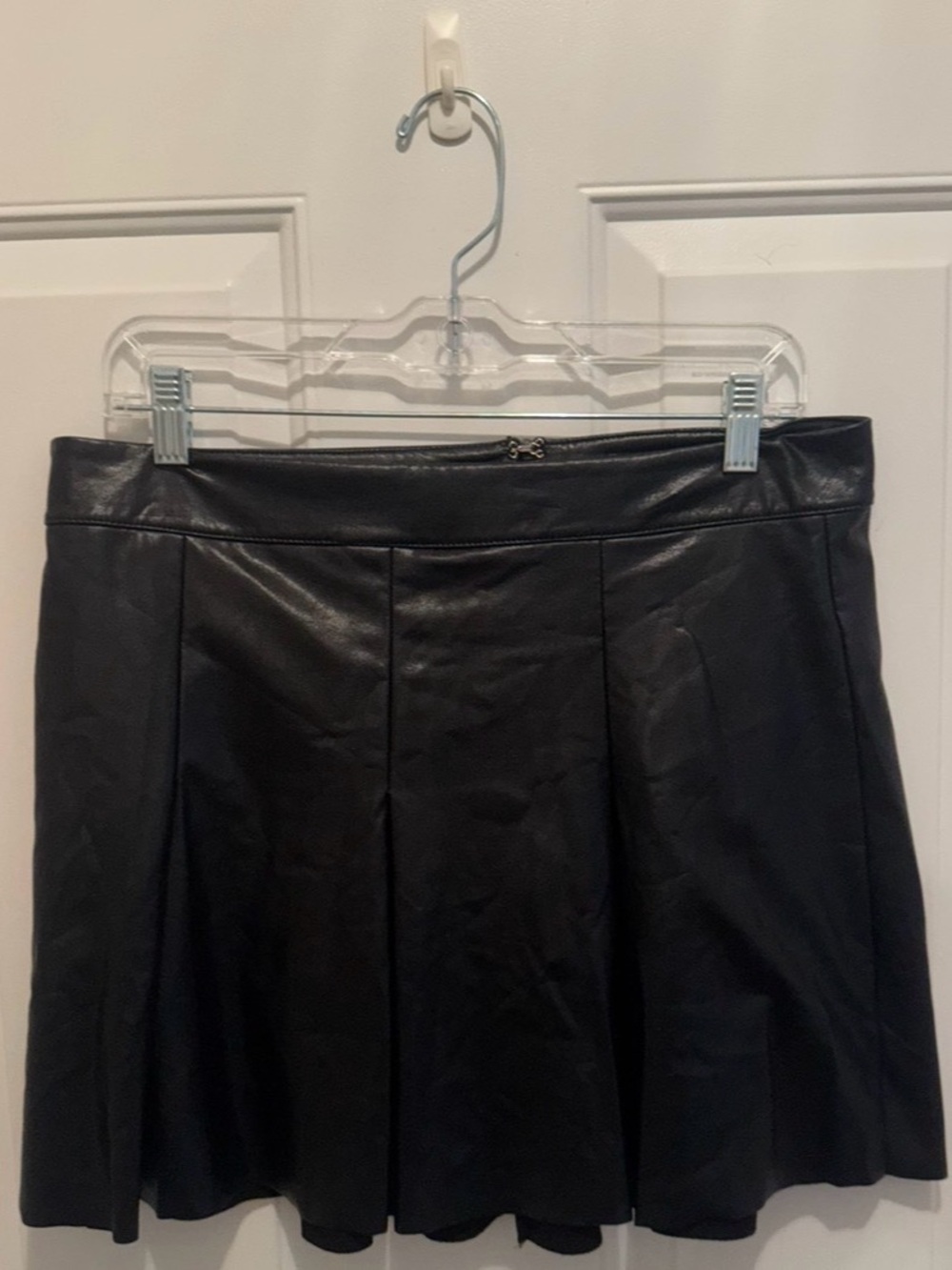 Rewash Black Faux Leather Skater Skirt